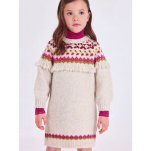 NEW mayoral Toddler Girls 3 Fair Isle Fringe Sweater Dress